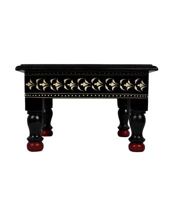 Lal Haveli Vintage Hand Painted Designer Tables & Bajot Stool 9 X 9 X 5.5 inches 1