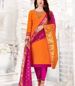 Orange aari cotton salwar with dupatta