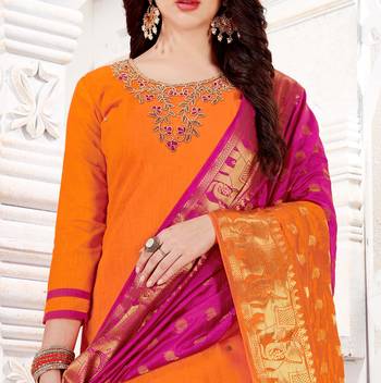 Orange aari cotton salwar with dupatta 2