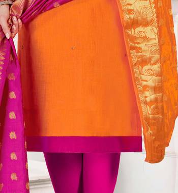 Orange aari cotton salwar with dupatta 3