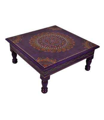 Lal Haveli Paisley Work Design Wooden Pooja Chowki 13 X 13 X 5.5 Inches 1