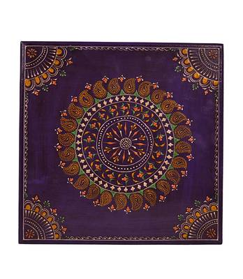 Lal Haveli Paisley Work Design Wooden Pooja Chowki 13 X 13 X 5.5 Inches 2