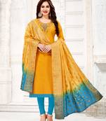 Yellow aari cotton salwar with dupatta