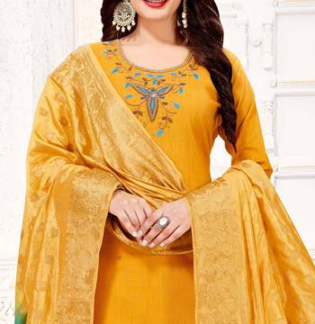 Yellow aari cotton salwar with dupatta 2