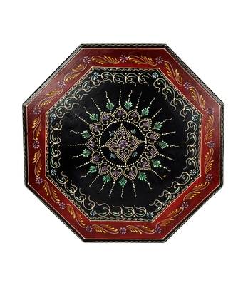 Lal Haveli Handcrafted Wooden Pooja Chowki Black Color 17 X 17 X 6 Inches 3