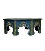 Lal Haveli Wooden Bajot Table & Chowki 17 X 17 X 6 inches