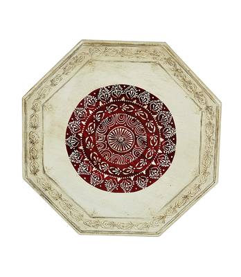 Lal Haveli Handcrafted Wooden Chowki Table Stool 17 X 17 X 6 Inches 3