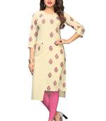 Beige printed cotton kurti