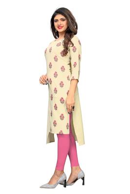 Beige printed cotton kurti 4