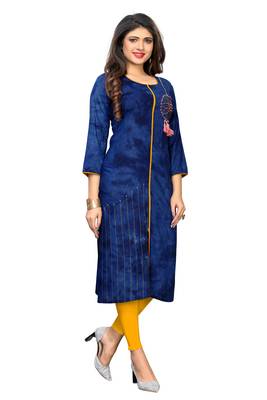Blue embroidered rayon kurti 3