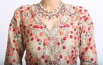 Golden Sherwani Lehenga 2