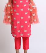 Shocking pink  kurti and cigarette pants