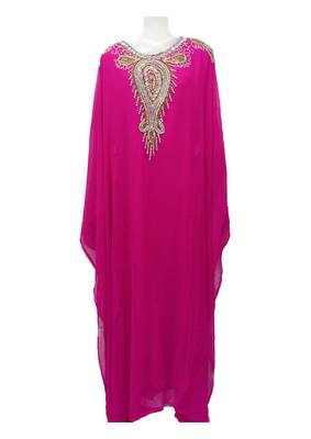 Pink Georgette Embroidered Stone Work Islamic Kaftan 1