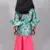 Blue printed cotton silk top with skirt dhoti for girls