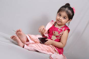 Pink embroidered art silk kids-tops 2