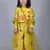 Yellow printed art silk kids salwar suit