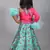 Pink printed art silk kids lehenga choli