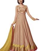 Peach embroidered georgette salwar with dupatta