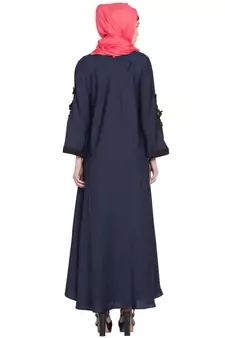 Nida Embroidered Patch Umbrella Navy Abaya