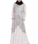 Light Pink Sequins Beads Hand Work Georgette Abaya
