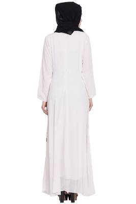 Light Pink Sequins Beads Hand Work Georgette Abaya 6