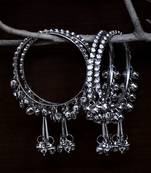 Silver Plated Kundan Embellished Two Pairs of Designer Bangles with Hanging Bells