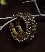 Gold Plated Pair of Designer Bangles with Hanging Bell All Around