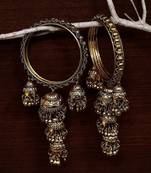 Bollywood Look with Multiple Hanging Jhumkis and Punjabi Kalire Styled Bangles