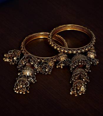 Bollywood Look with Multiple Hanging Jhumkis and Punjabi Kalire Styled Bangles 2