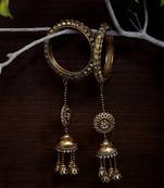 Gold Plated Zircon Stone Embellished Pair of Punjabi Long Kalire Styled Bangles
