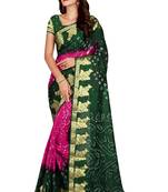 Multicolor printed silk blend saree with blouse