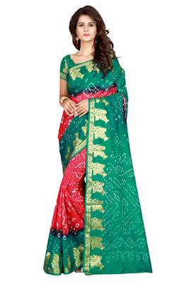 Multicolor printed silk blend saree with blouse 1