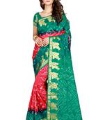 Multicolor printed silk blend saree with blouse