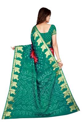 Multicolor printed silk blend saree with blouse 3