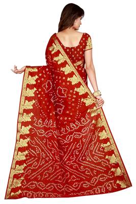 Multicolor printed silk blend saree with blouse 3