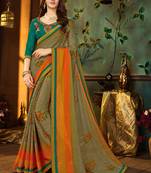 Multicolor Printed Georgette Saree With Blouse
