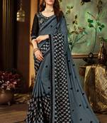 Grey Printed Georgette Saree With Blouse