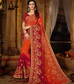 Orange Embroidered Georgette Saree With Blouse