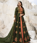 Designer Green Embroidered Long Anarkali Suit