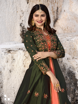 Designer Green Embroidered Long Anarkali Suit 2