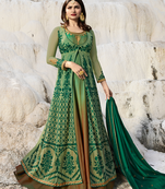 Designer Green Embroidered Long Anarkali Suit