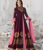 Designer Purple Embroidered Long Anarkali Suit