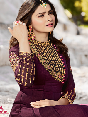 Designer Purple Embroidered Long Anarkali Suit 2