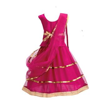 Magenta plain net stitched lehenga 3