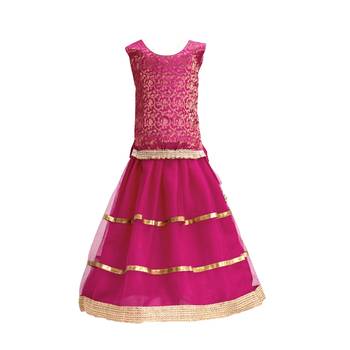 Magenta plain net stitched lehenga 5