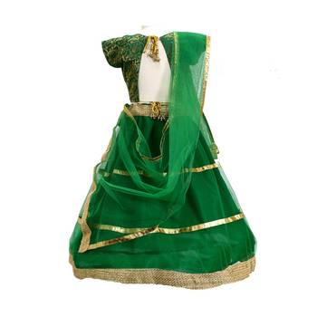 Green plain net stitched lehenga 3