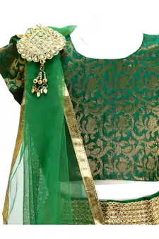 Green plain net stitched lehenga