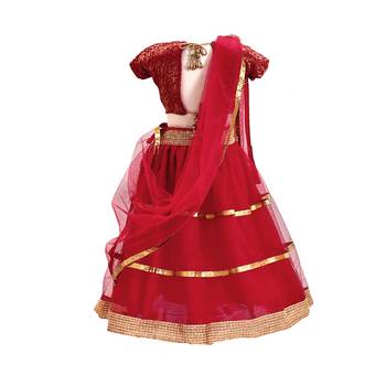 Maroon  plain net stitched lehenga 2