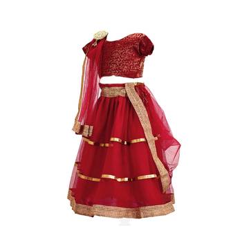 Maroon  plain net stitched lehenga 3