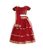 Maroon  plain net stitched lehenga